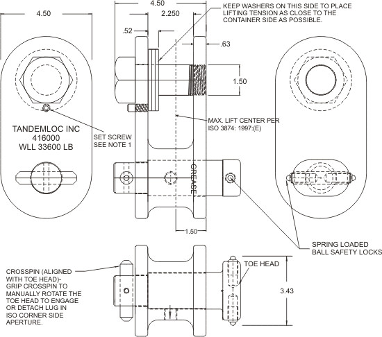 416000C-LSTZW ROTARY OR CONTAINER LIFT LUG