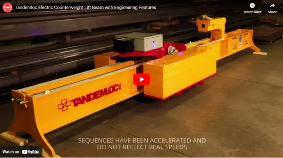 Screenshot of Tandemloc Electric Counterweight Lift Beam YouTube video