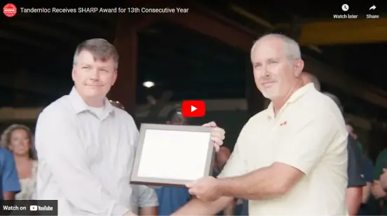 Screenshot of Tandemloc Receives SHARP Award YouTube video