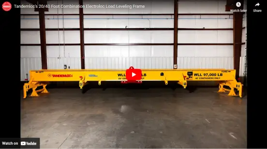 Screenshot of Tandemloc's 20/40 Foot Combination Electroloc Load Leveling Frame YouTube video